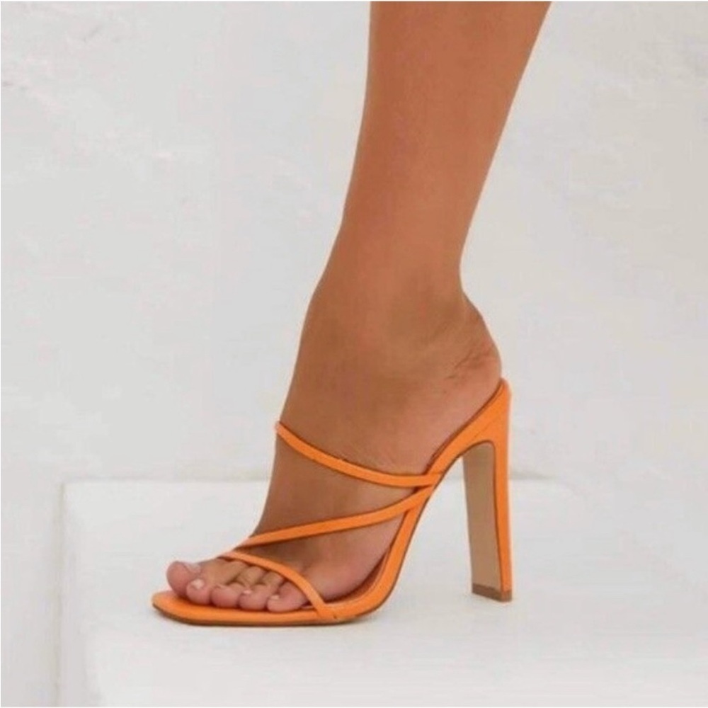 Billini Orange Strappy High Heel Mules